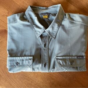 Eddie Bauer Travex Performance Olive Button-Up Shirt, Packable, Size XL